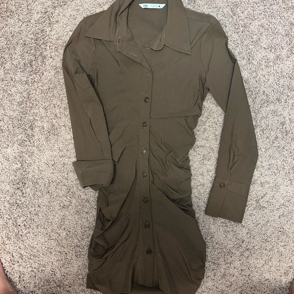 Zara Brown Button down Dress - Picture 3 of 4